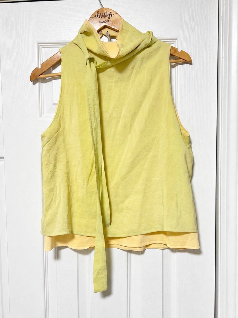 ZARA NWT Apple Green & Yellow Contrast Sleeveless Top Small